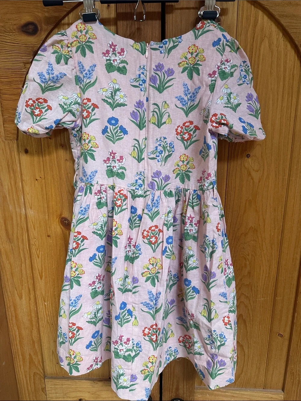 Mini Boden Pink Floral Cotton Dress with Multicolor Blooms